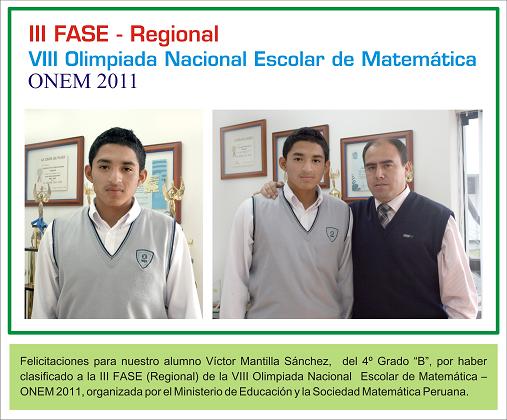 VIII OLIMPIADA NACIONAL ESCOLAR DE MATEMATICA 2011 - FASE REGIONAL